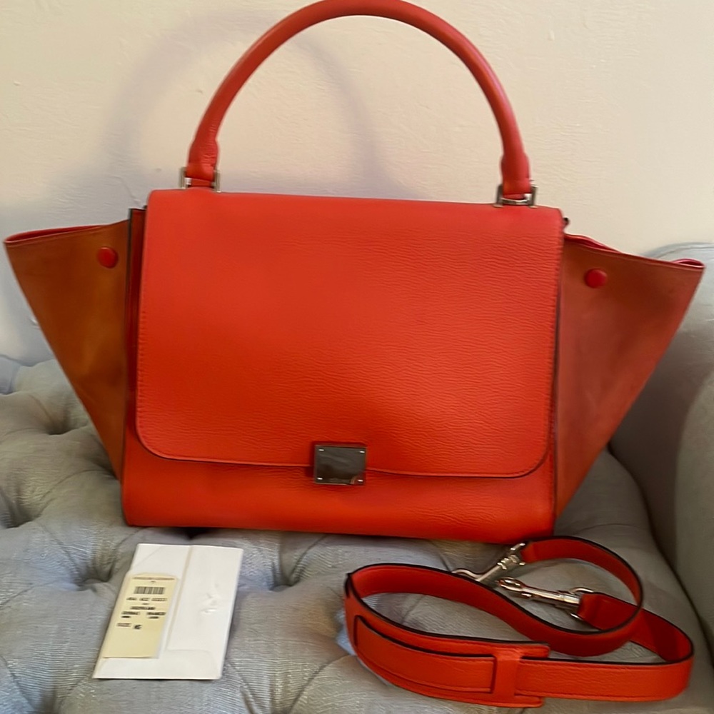 Celine small trapeze bag red/orange